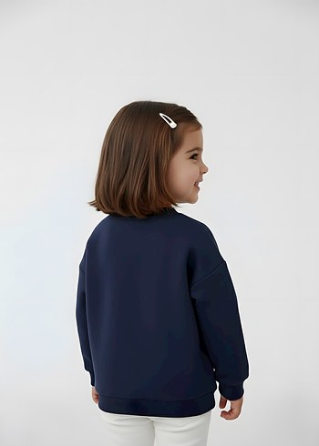 Çiçek Baskılı Uzun Kollu Kız Sweatshirt - Görsel 6