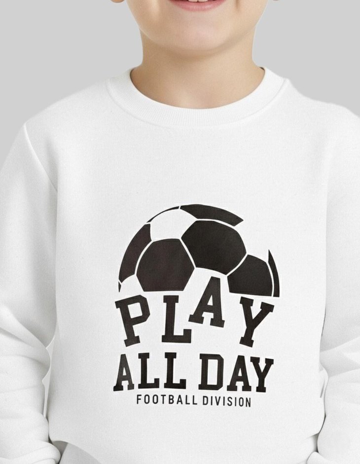 Beyaz Erkek Çocuk Baskılı Sweatshirt - Görsel 4