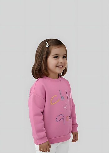 Kız Çocuk Pembe Baskılı Sweatshirt - Görsel 3