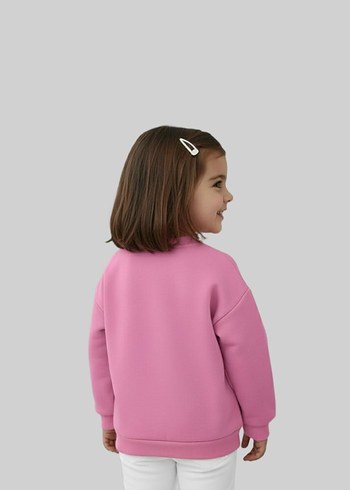 Kız Çocuk Pembe Baskılı Sweatshirt - Görsel 6