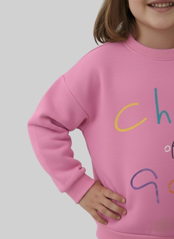 Kız Çocuk Pembe Baskılı Sweatshirt - Görsel 5
