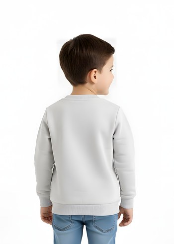 Gri Erkek Çocuk Kaplan Baskılı Sweatshirt - Görsel 6