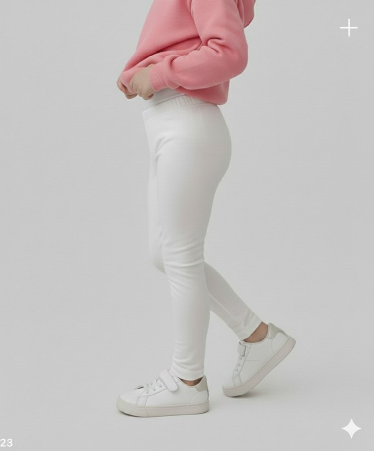 Beyaz Kız Çocuk Tayt - Görsel 4