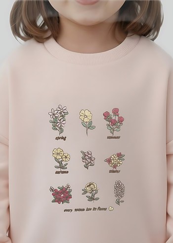 Kız Çocuk Pembe Baskılı Sweatshirt - Görsel 4