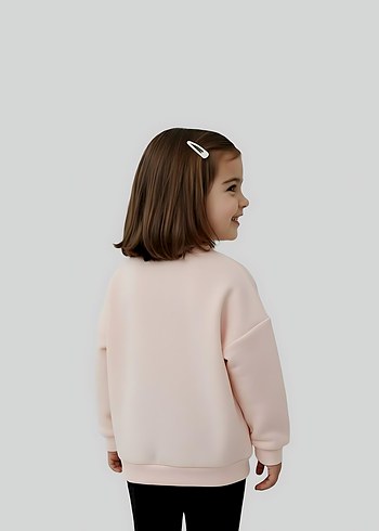 Kız Çocuk Pembe Baskılı Sweatshirt - Görsel 6