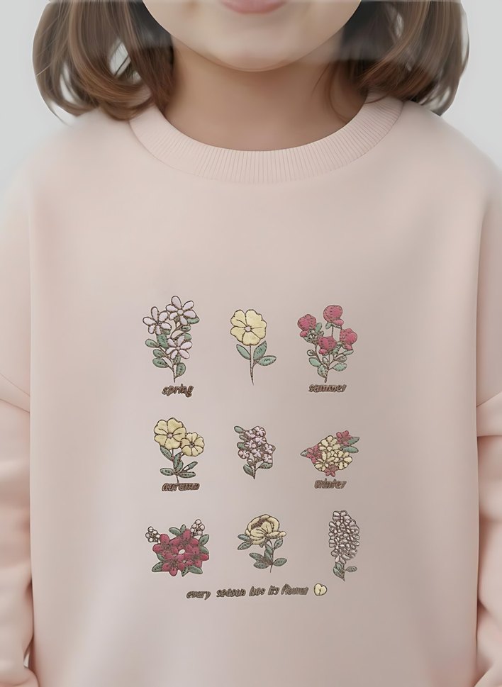 Kız Çocuk Pembe Baskılı Sweatshirt - Görsel 4