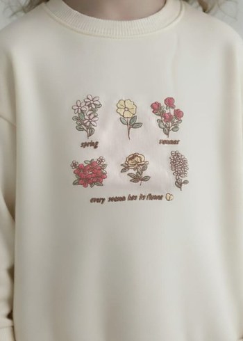 Kız Çocuk Bej Baskılı Sweatshirt - Görsel 4