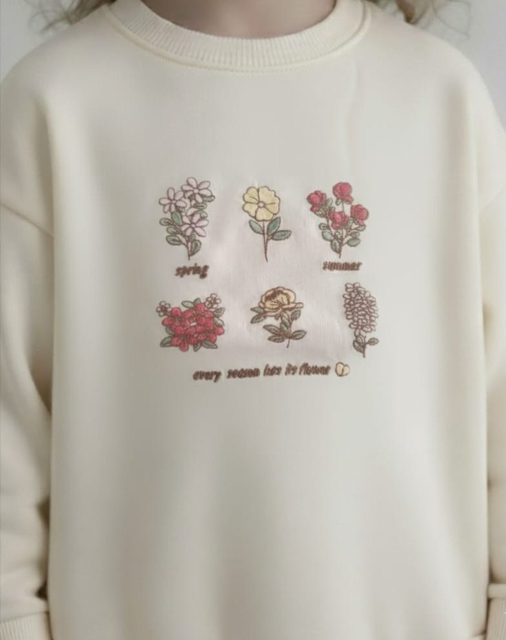 Kız Çocuk Bej Baskılı Sweatshirt - Görsel 4