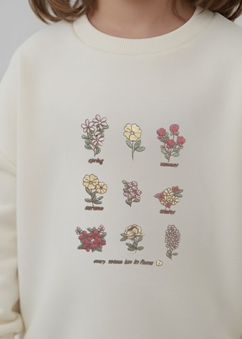 Kız Çocuk Beyaz Baskılı Sweatshirt - Görsel 4