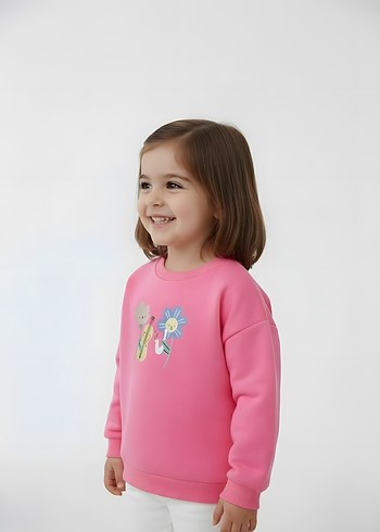 Rahat Kesim Renkli Baskılı Kız Sweatshirt 2-3 Yaş - Görsel 3