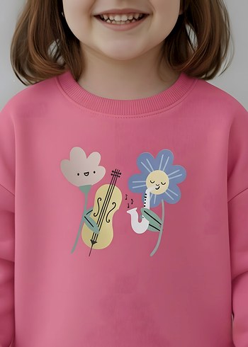 Rahat Kesim Renkli Baskılı Kız Sweatshirt 2-3 Yaş - Görsel 4