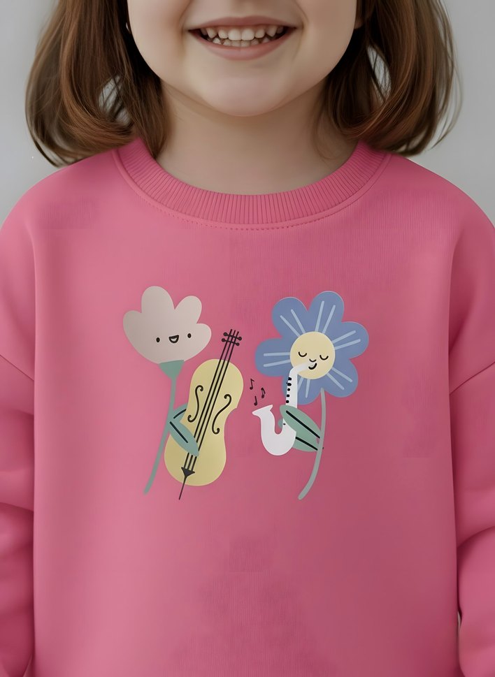 Rahat Kesim Renkli Baskılı Kız Sweatshirt 2-3 Yaş - Görsel 4