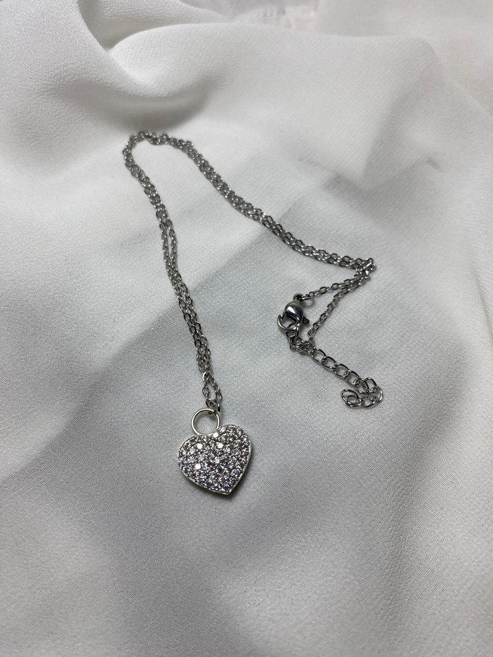 Gri Zincir Detaylı Midi Kolye PASLANMAZ ÇELİK - Görsel 2