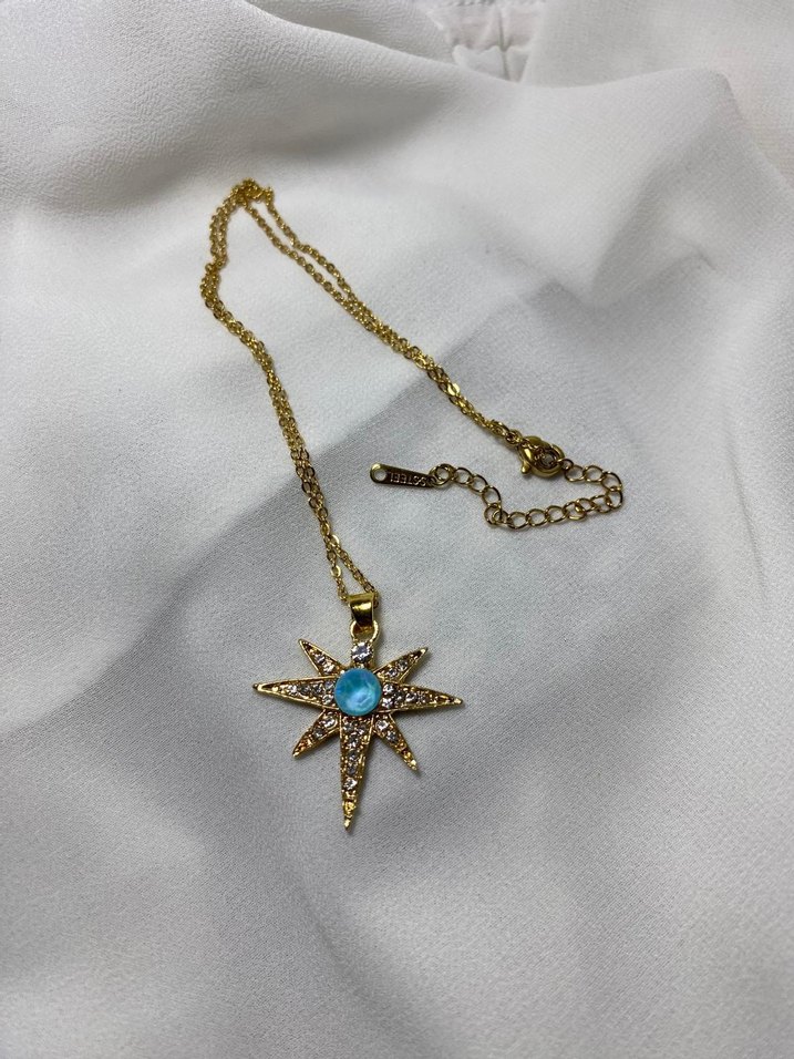 Bohem Altın Renk Zincir Detaylı Midi Kolye - Görsel 2