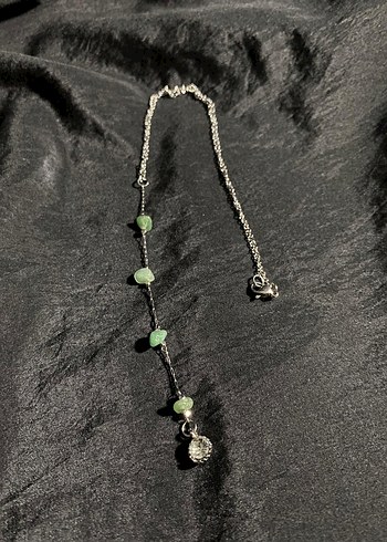 Yeşil Taşlı Uzun Zincir Kolye - Görsel 2