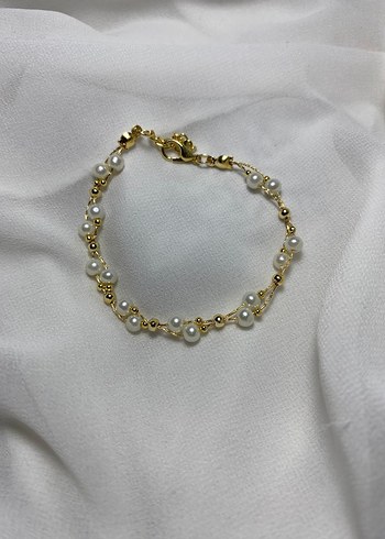 Boncuklu Altın Renkli Kadın Bileklik - Görsel 4