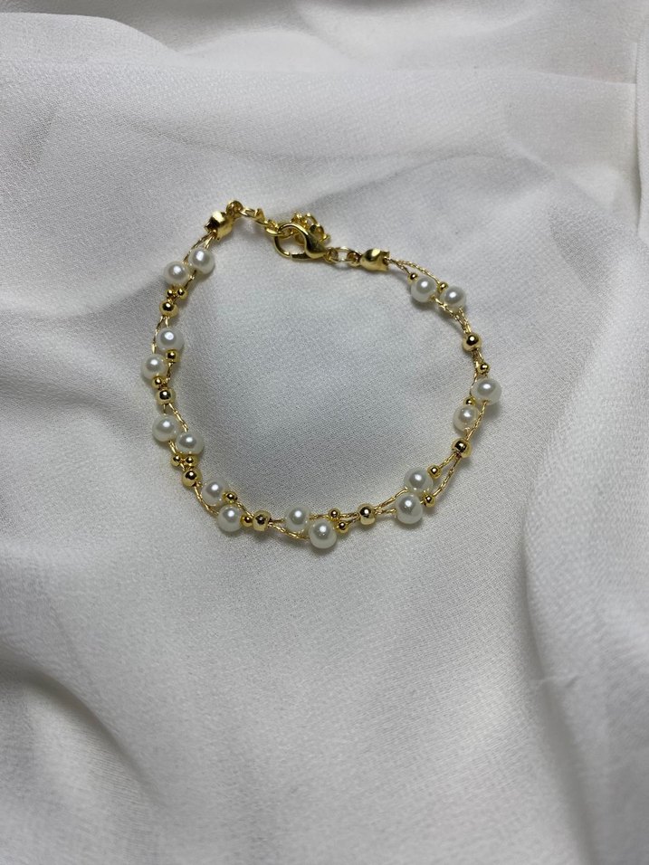 Boncuklu Altın Renkli Kadın Bileklik - Görsel 4