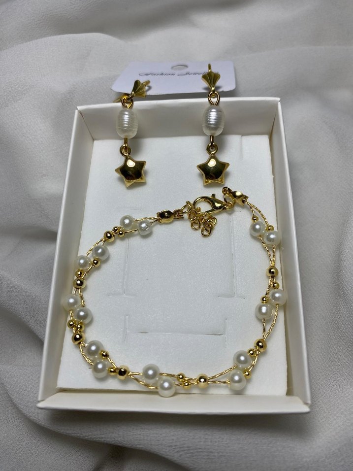 Boncuklu Altın Renkli Kadın Bileklik - Görsel 2