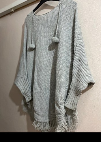 Gri Örgü Kadın Bohem Midi Kazak - Görsel 3