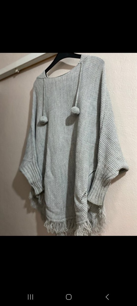 Gri Örgü Kadın Bohem Midi Kazak - Görsel 3