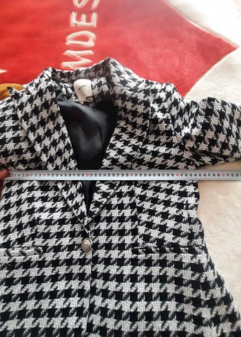 Kadın Ekose Desenli Midi Blazer - Görsel 3