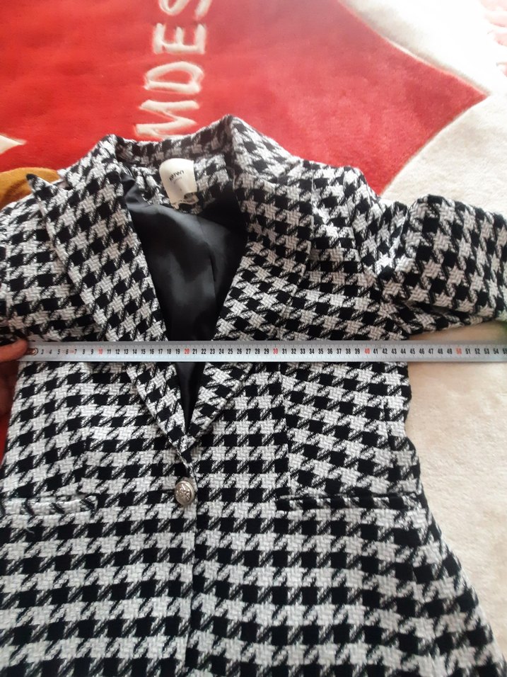 Kadın Ekose Desenli Midi Blazer - Görsel 3