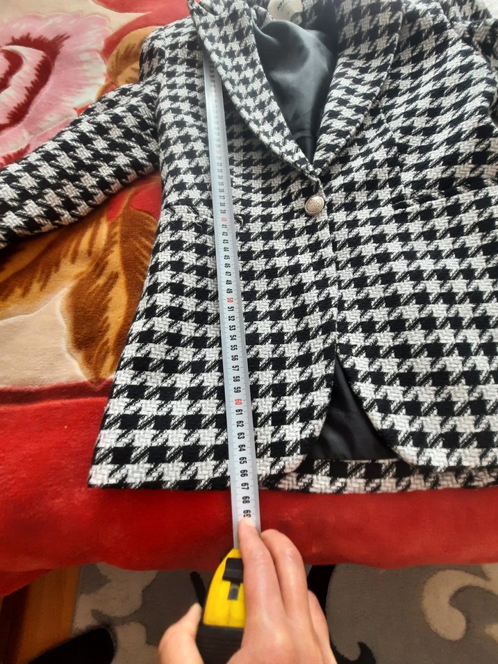 Kadın Ekose Desenli Midi Blazer - Görsel 2