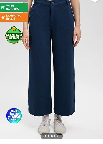 Mavi Denim Midi Kadın Kumaş Pantolon - Görsel 3