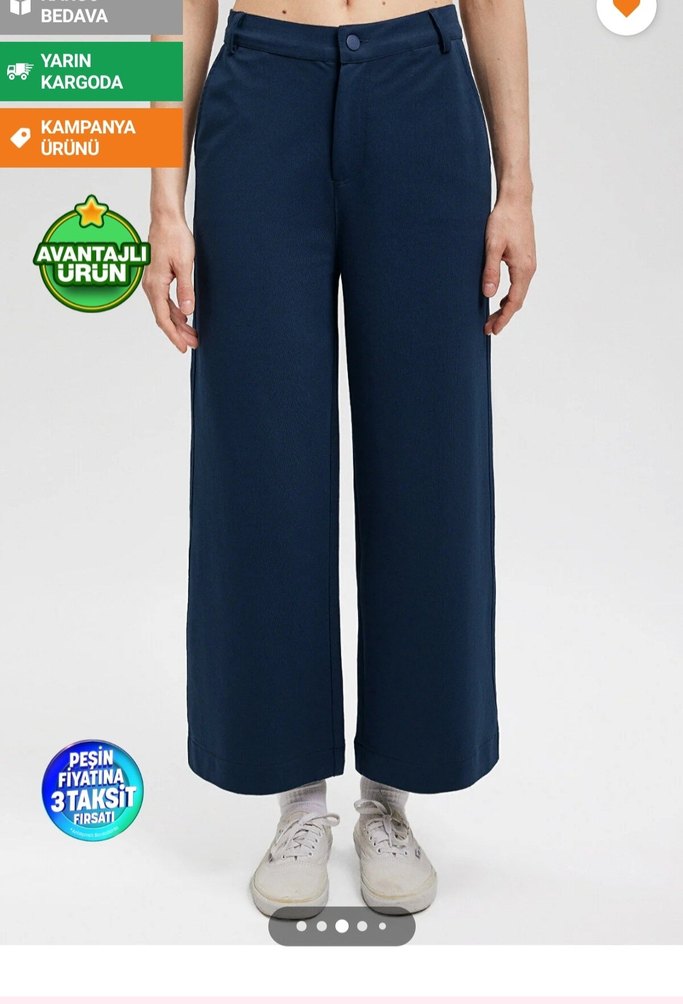 Mavi Denim Midi Kadın Kumaş Pantolon - Görsel 3