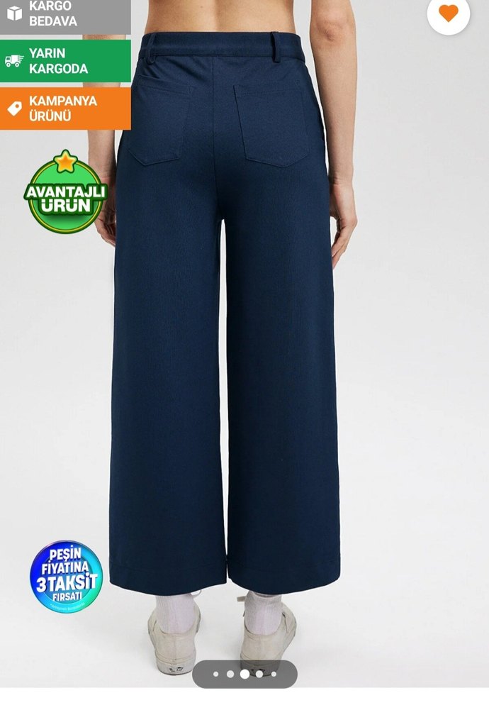 Mavi Denim Midi Kadın Kumaş Pantolon - Görsel 2