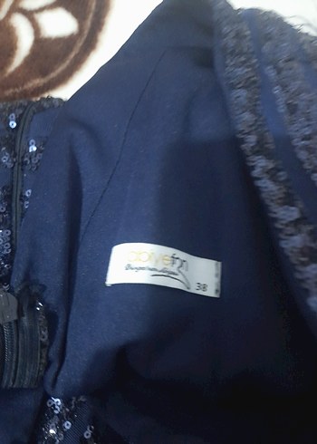 Abiyefon Lacivert Payetli V Yaka Uzun Abiye Elbise - Görsel 8