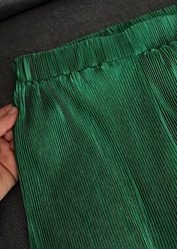 Yeşil Pilili Uzun Kollu Keten Gömlek - Görsel 4