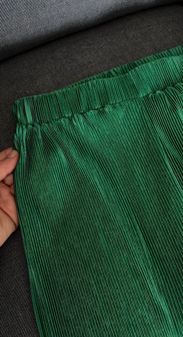 Yeşil Pilili Uzun Kollu Keten Gömlek - Görsel 4