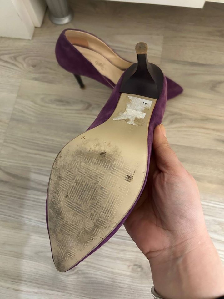 Mor Süet Stiletto Topuklu Kadın Ayakkabı - Görsel 2