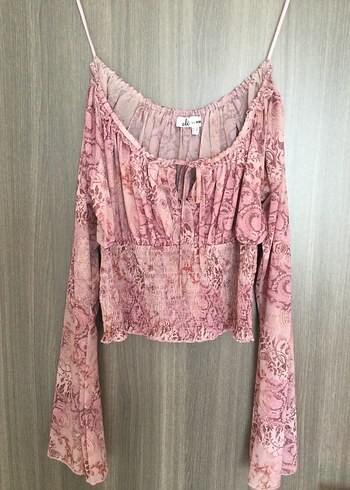 Dantel Detaylı Pembe Bohem Bluz - Görsel 5