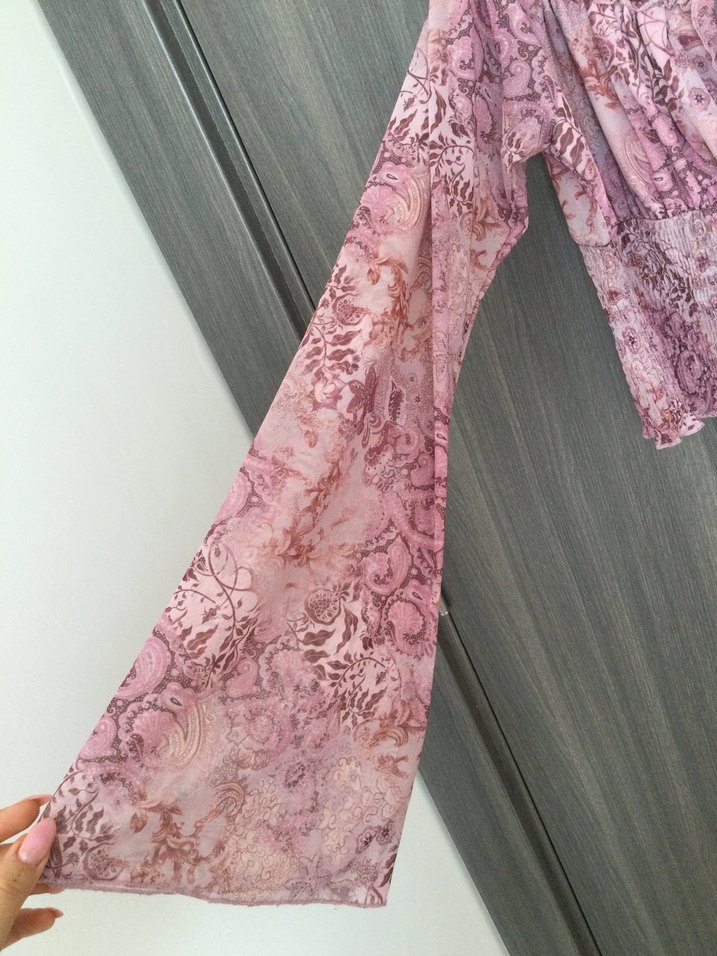 Dantel Detaylı Pembe Bohem Bluz - Görsel 2