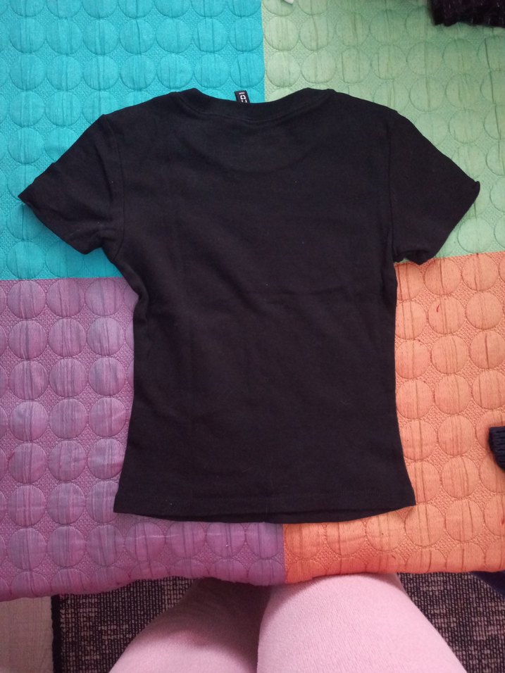 Kız Çocuk Siyah Baskılı Kısa Kollu Tişört - Görsel 5