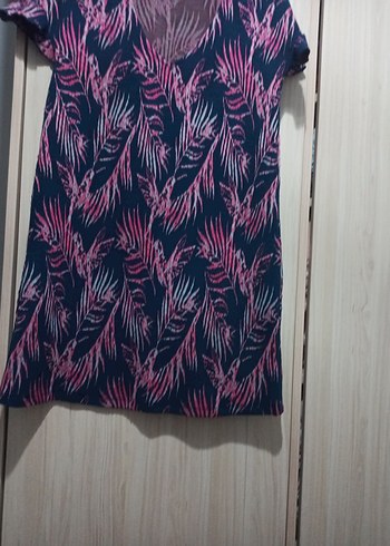 Bohem Tarz Kısa Mor Batik Hamile Tunik - Görsel 2