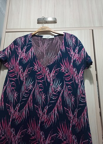 Bohem Tarz Kısa Mor Batik Hamile Tunik - Görsel 3