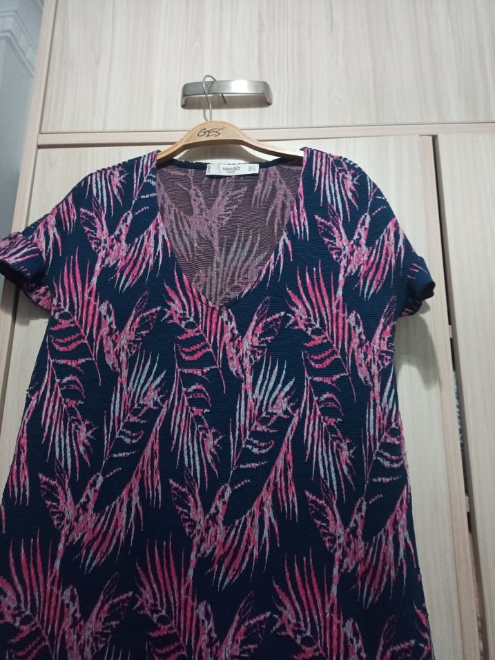 Bohem Tarz Kısa Mor Batik Hamile Tunik - Görsel 3