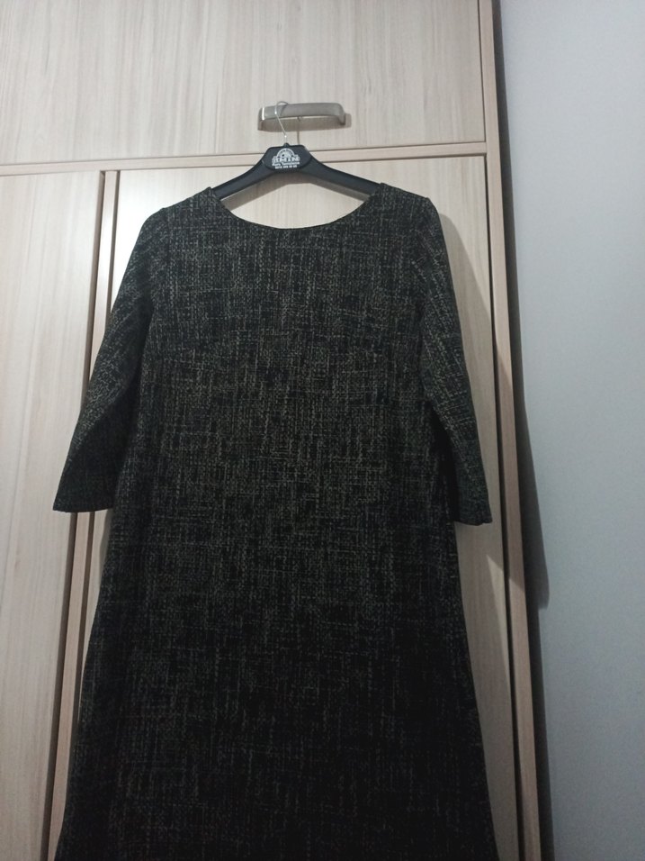 Gri Triko Midi Elbise - Görsel 3