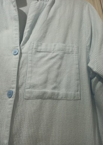 Düğmeli Beyaz Kadın Keten Gömlek Midi Boy - Görsel 5