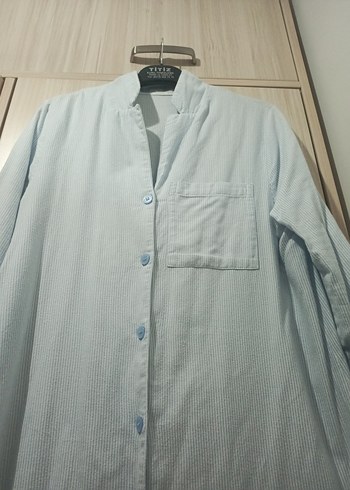 Düğmeli Beyaz Kadın Keten Gömlek Midi Boy - Görsel 6