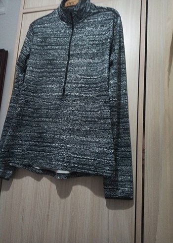 Gri kadın Triko Yarım Fermuarlı Sweatshirt spor - Görsel 2