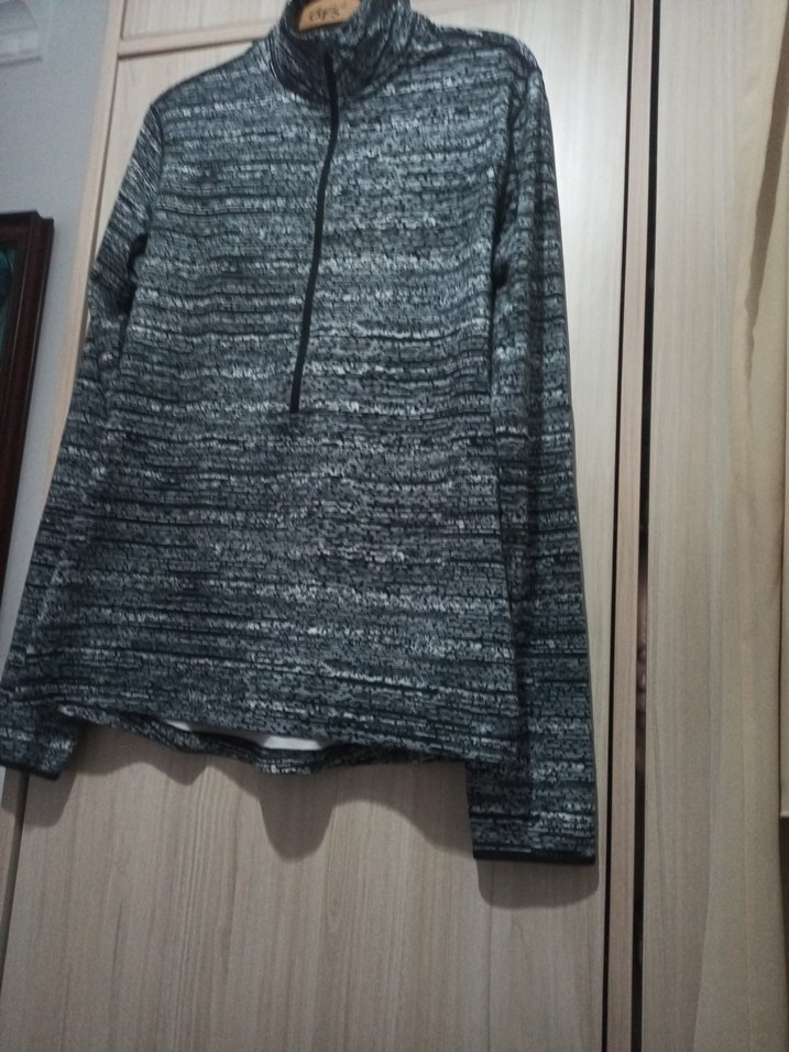 Gri kadın Triko Yarım Fermuarlı Sweatshirt spor - Görsel 2