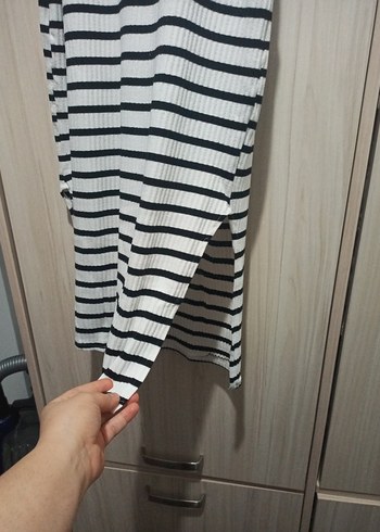 Çizgili Uzun Askılı Günlük Elbise - Görsel 3