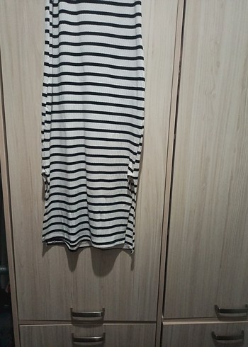 Çizgili Uzun Askılı Günlük Elbise - Görsel 2