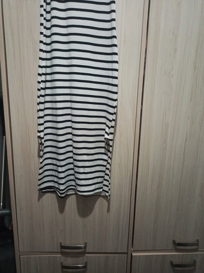 Çizgili Uzun Askılı Günlük Elbise - Görsel 2