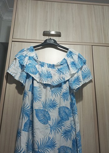 Mavi Bağlama Desenli Kısa Hamile Bluzu - Görsel 3