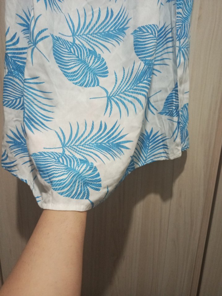 Mavi Bağlama Desenli Kısa Hamile Bluzu - Görsel 4